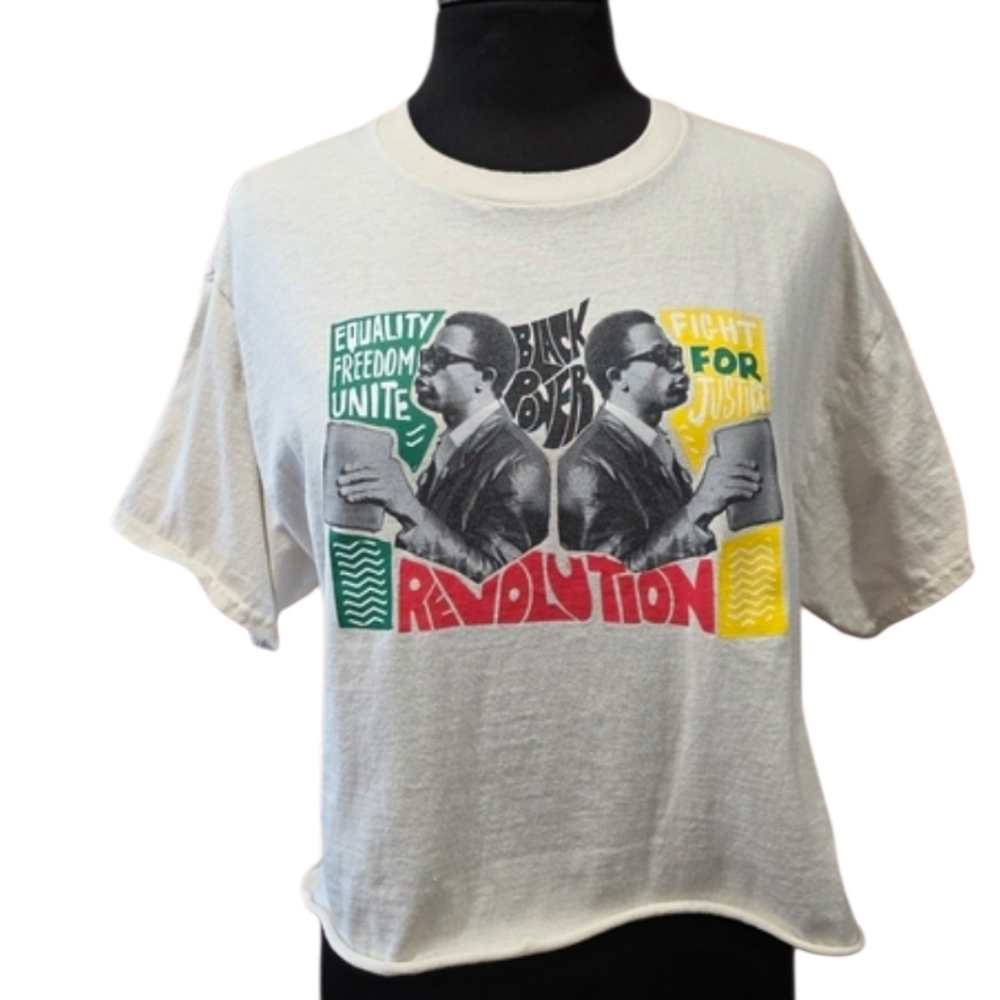 Cross Colours Black Power Short Sleeve Tee Boxy Crops 90s Throwback T-shirt